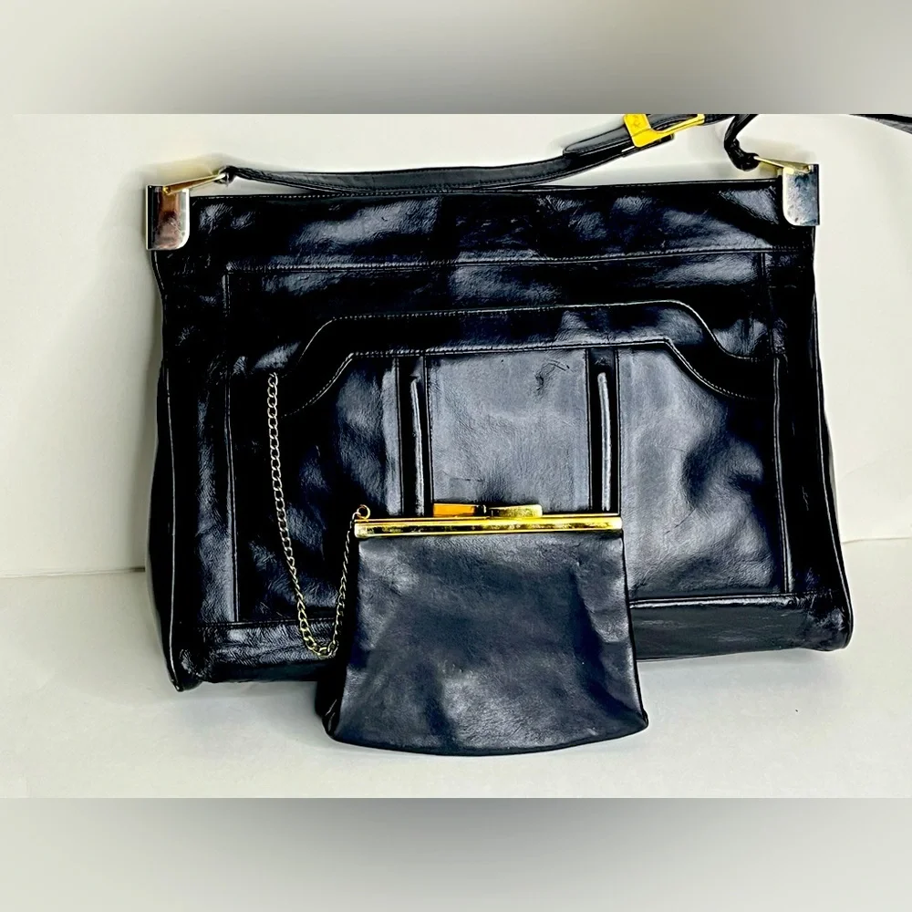 Lou Taylor vintage 1960s purse with mirror and attached coin purse